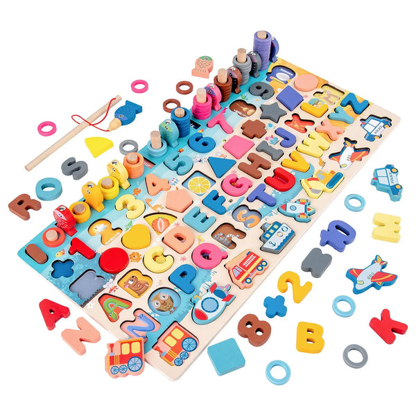 Brinquedo Montessori de Alfabetização 3 em 1 para Crianças de 2 anos