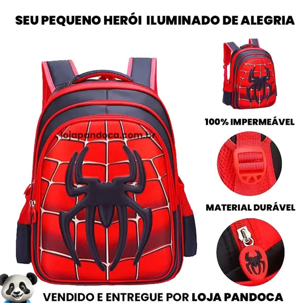 Mochila Escolar 3D Homem Aranha Marvel - 100% Impermeável