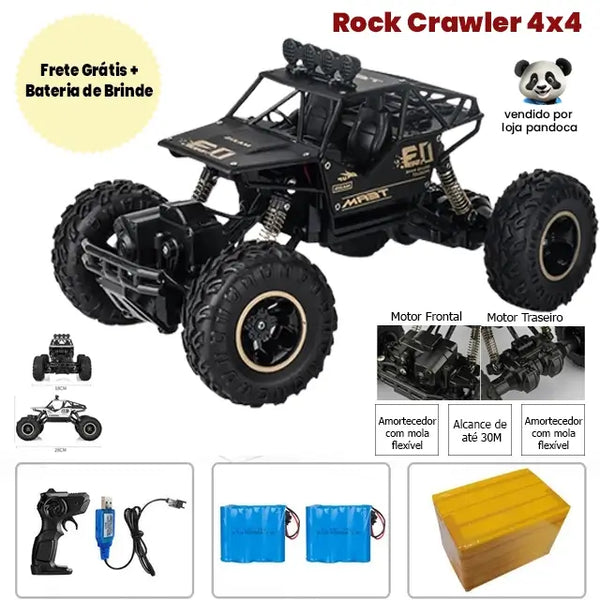 Rock Crawler - Carrinho de Controle Remoto Rc 4x4 Off Road 1:16 + Bateria Reserva