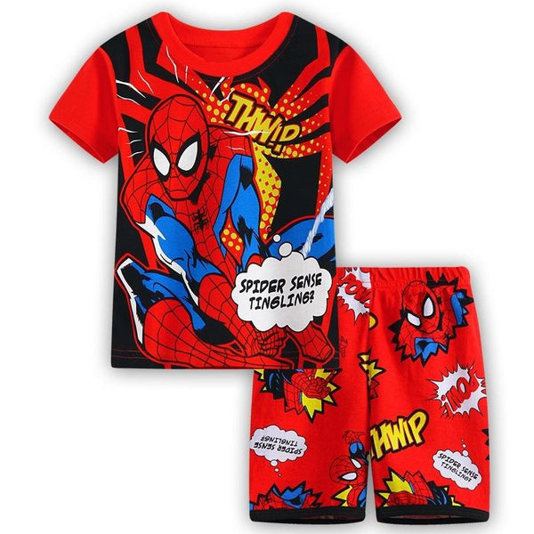 Pijama de Algodão Personagem Homem Aranha Infantil Verão Manga Curta - Tam 1 ao 6