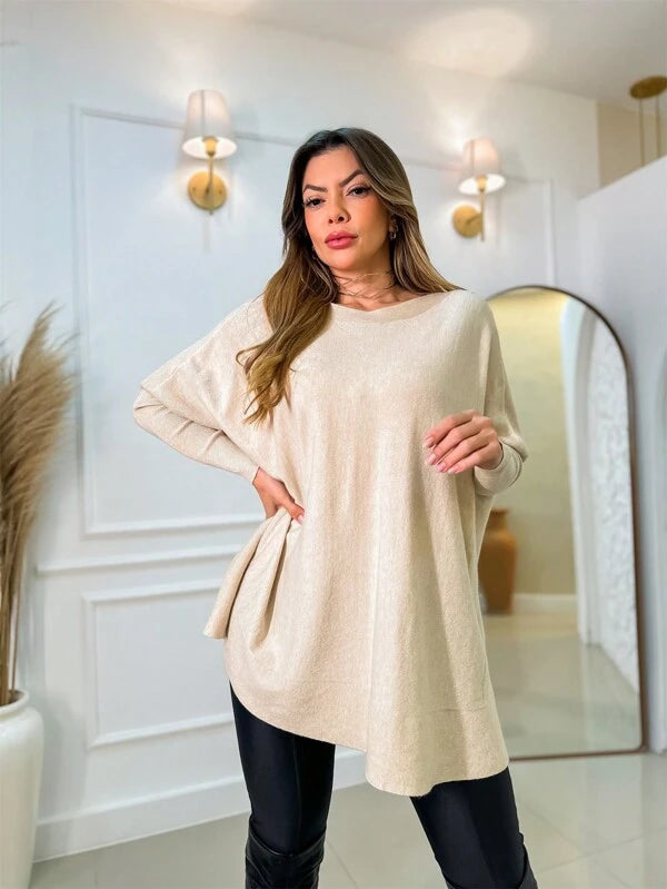 Blusa Feminina Suéter Modal Poncho Liso Inverno 3RD SD1105