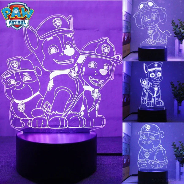 Luminária de Led 3D USB PawPatrol (Decoração Infantil da Patrulha Canina)