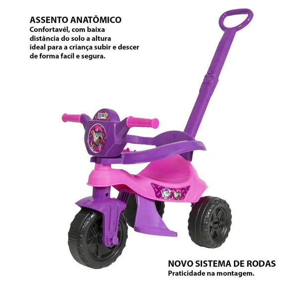 Triciclo Infantil Para Menina Com Empurrador de Passeio (Velotrol)